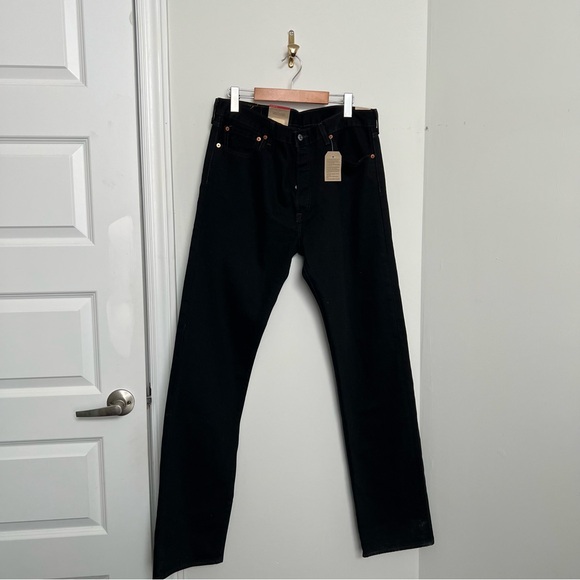 NWT Levi’s 501 Original Fit Men’s Jeans Classic Straight Leg Black Denim 34x34 - Picture 4 of 7